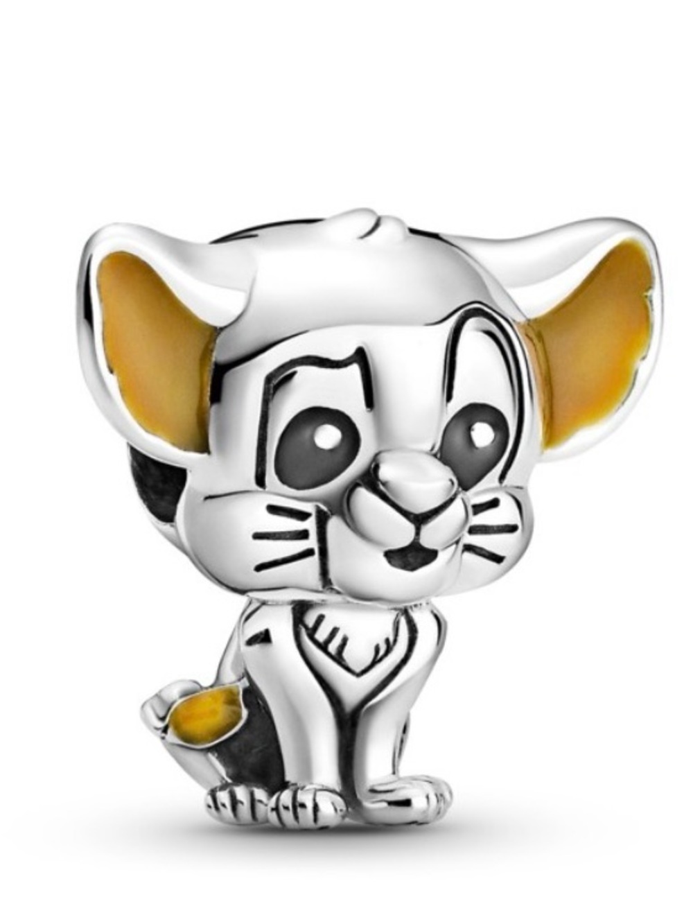 Pandora Silver Simba Enamel Charm with Yellow Accents